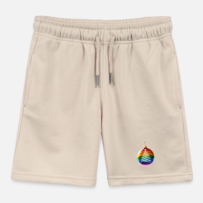 Rainbow Christmas Ball Kids Organic Sweat Shorts by Stanley/Stella