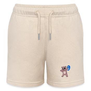 Ours motif 9e anniversaire - 9 ans - Short de jogging enfant bio Stanley/Stella - écru doux - Devant