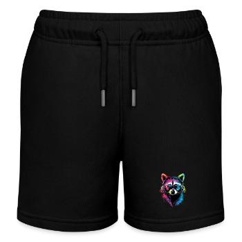 Raccoon Popart Colorful Rainbow Raccoon Raccoon Raccoon - Kids Organic Sweat Shorts by Stanley/Stella - black - Front