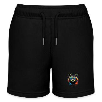 Raccoon Popart Colorful Rainbow Raccoon Raccoon Raccoon - Kids Organic Sweat Shorts by Stanley/Stella - black - Front