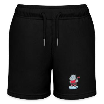 Nilpferd Eishockey Eishockeyschläger - Kinder Organic Joggingshorts Mini Bolter von Stanley/Stella - Schwarz - Vorne