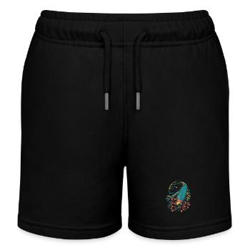 Surfboard Cartoon - Kids Organic Sweat Shorts by Stanley/Stella - black - Front