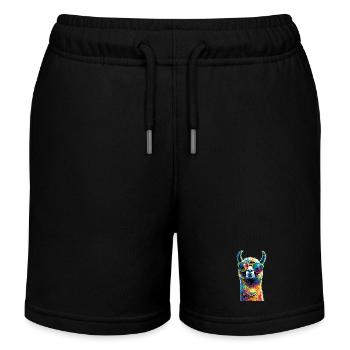 Alpaca Sweet Llama Farm Life Is Better With Alpacas - Kids Organic Sweat Shorts by Stanley/Stella - black - Front