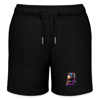 Biber Motiv Biberflüsterer Nagetiere Süßer Biber - Kinder Organic Joggingshorts Mini Bolter von Stanley/Stella - Schwarz - Vorne