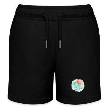 Mother, father, baby - colorful family motif - Kids Organic Sweat Shorts by Stanley/Stella - black - Front