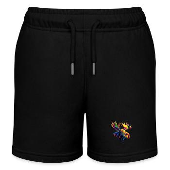 Moose Mosses Bull Elk Antlers Deer Wild Moose - Kids Organic Sweat Shorts by Stanley/Stella - black - Front