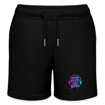 Drop Beats Not Bombs pink cyan - Kinder Organic Joggingshorts Mini Bolter von Stanley/Stella - Schwarz - Vorne