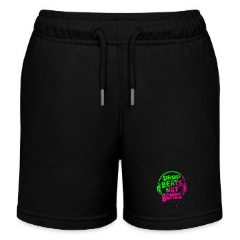 Drop Beats Not Bombs green pink - Kinder Organic Joggingshorts Mini Bolter von Stanley/Stella - Schwarz - Vorne