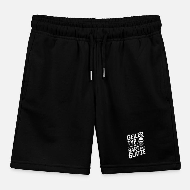 guy with beard & bald head beard wearer Kids Organic Sweat Shorts by Stanley/Stella