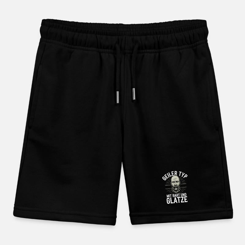 guy with beard & bald head beard wearer Kids Organic Sweat Shorts by Stanley/Stella
