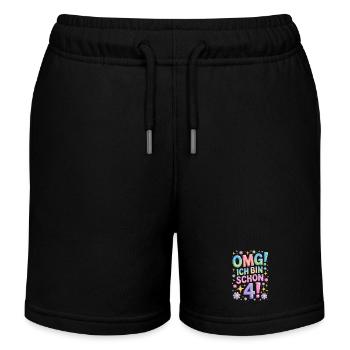 4. Geburtstag Mädchen OMG Ich Bin Schon 4 Jahre - Kinder Organic Joggingshorts Mini Bolter von Stanley/Stella - Schwarz - Vorne