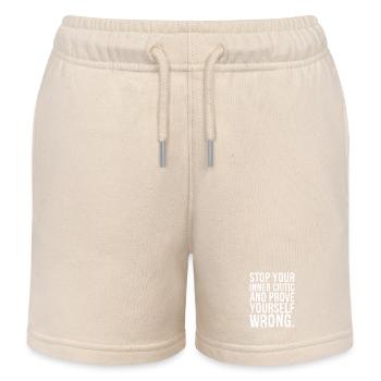 stop your inner critic and prove yourself wrong - Kids Organic Sweat Shorts by Stanley/Stella - soft Ecru - Front