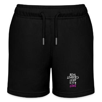 Real Leaders Lead With Love - Kids Organic Sweat Shorts by Stanley/Stella - black - Front