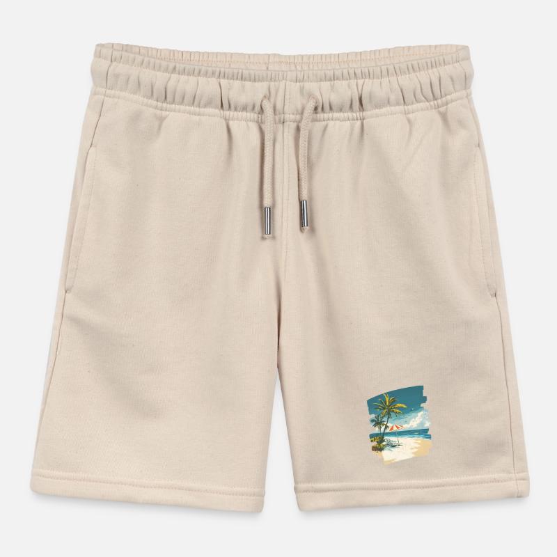 Beach Palm Trees Sun Summer Kids Organic Sweat Shorts by Stanley/Stella