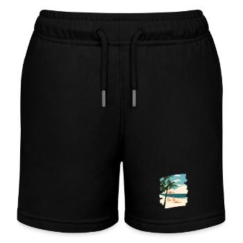 Beach Palm Trees Sun Summer - Kids Organic Sweat Shorts by Stanley/Stella - black - Front