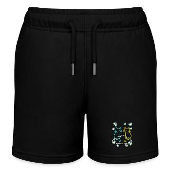 Rétro Chats Chat Enfants Filles Garçons Ados - Short de jogging enfant bio Stanley/Stella - noir - Devant