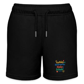 Tschüss Kindergarten Hallo Schule | Einschulung - Kinder Organic Joggingshorts Mini Bolter von Stanley/Stella - Schwarz - Vorne