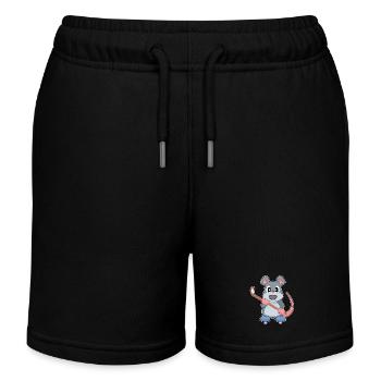 Mouse Hockey Hockey Stick - Kids Organic Sweat Shorts by Stanley/Stella - black - Front