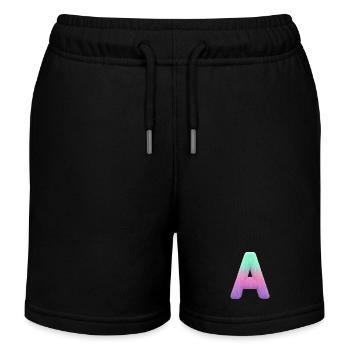 Une lettre avec effet fourrure et dégradé pastel - Short de jogging enfant bio Stanley/Stella - noir - Devant