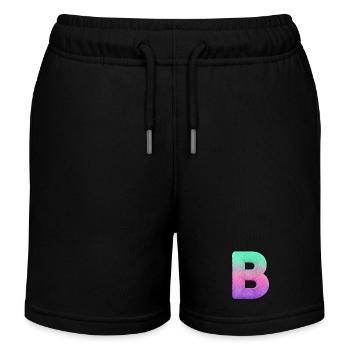 Lettre B avec fourrure et dégradé pastel - Short de jogging enfant bio Stanley/Stella - noir - Devant