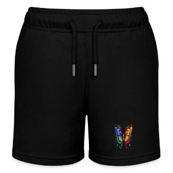 Butterfly Wings Colorful Butterfly Butterflies - Kids Organic Sweat Shorts by Stanley/Stella - black - Front
