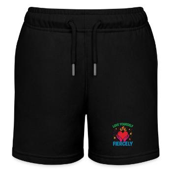 Liebe Dich Selbst Heftig Achtsamkeit Affirmation - Kinder Organic Joggingshorts Mini Bolter von Stanley/Stella - Schwarz - Vorne