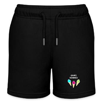 Very thin cream, cool quotes, office humor, cream - Kids Organic Sweat Shorts by Stanley/Stella - black - Front