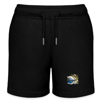 Schwäne Schwan - Kinder Organic Joggingshorts Mini Bolter von Stanley/Stella - Schwarz - Vorne