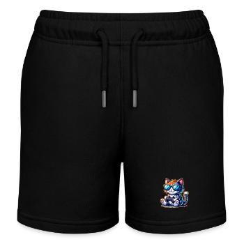 Katze Gaming Gamer - Kinder Organic Joggingshorts Mini Bolter von Stanley/Stella - Schwarz - Vorne
