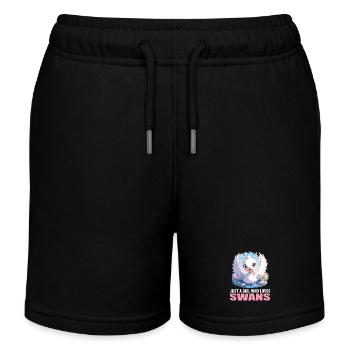 Schwäne Schwan - Kinder Organic Joggingshorts Mini Bolter von Stanley/Stella - Schwarz - Vorne