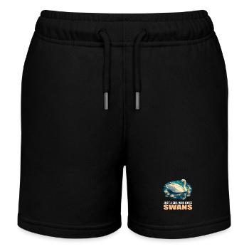 Schwäne Schwan - Kinder Organic Joggingshorts Mini Bolter von Stanley/Stella - Schwarz - Vorne
