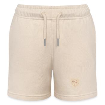 Heart in leopard print - Kids Organic Sweat Shorts by Stanley/Stella - soft Ecru - Front