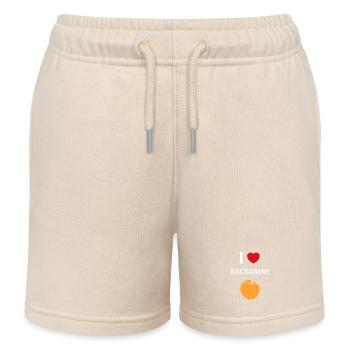 Original Cherry Design and Nectarine Text - Kids Organic Sweat Shorts by Stanley/Stella - soft Ecru - Front