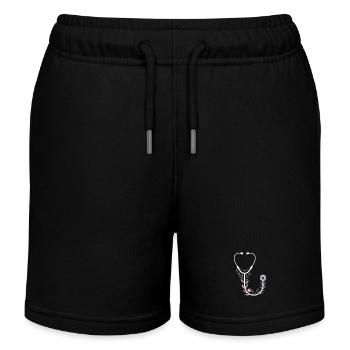 Blumenmotiv mit medizinischem Stethoskop - Kinder Organic Joggingshorts Mini Bolter von Stanley/Stella - Schwarz - Vorne