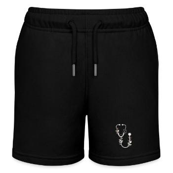 Floral Stethoscope Design - Kids Organic Sweat Shorts by Stanley/Stella - black - Front