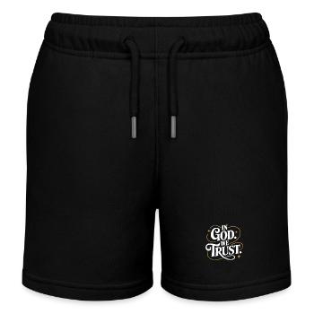 En Dieu nous avons confiance Conception - Short de jogging enfant bio Stanley/Stella - noir - Devant
