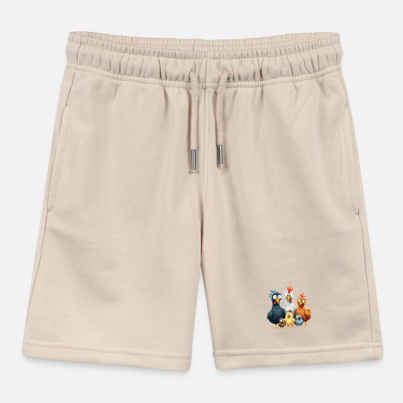 Bunte Hühnergruppe Comedy Design Kinder Organic Joggingshorts Mini Bolter von Stanley/Stella
