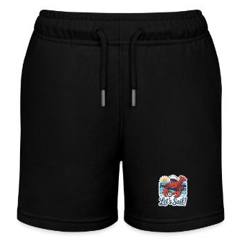 Lobster Sailor with Compass Illustration - Kids Organic Sweat Shorts by Stanley/Stella - black - Front