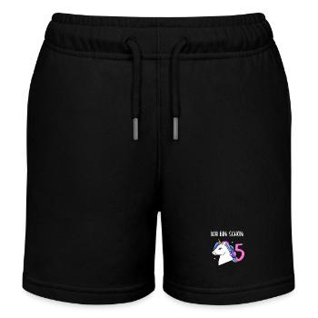 5e anniversaire J'ai déjà 5 ans Licorne - Short de jogging enfant bio Stanley/Stella - noir - Devant