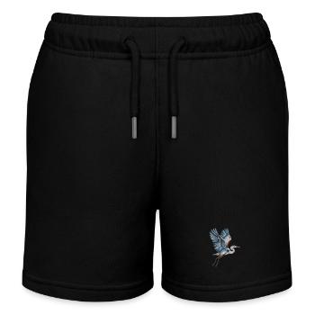 Elegant heron with outstretched wings - Kids Organic Sweat Shorts by Stanley/Stella - black - Front