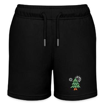 Weihnachtsbaum mit Schneeflocken - Kinder Organic Joggingshorts Mini Bolter von Stanley/Stella - Schwarz - Vorne