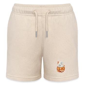 Halloween Fall - Pumpkin Wave Kanagawa - Kids Organic Sweat Shorts by Stanley/Stella - soft Ecru - Front