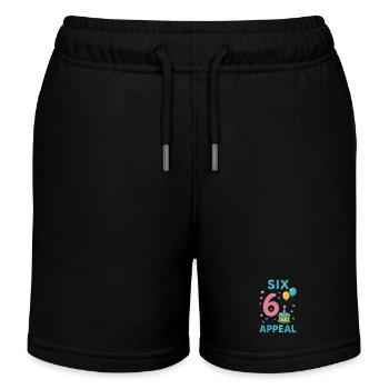 Six 6 Appeal Birthday Party Gift Kids Age 6 - Kids Organic Sweat Shorts by Stanley/Stella - black - Front