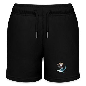 Squelette cow-boy chevauchant requin marteau - Short de jogging enfant bio Stanley/Stella - noir - Devant
