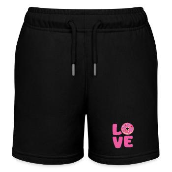 Donut Love Rose Pop Art - Kids Organic Sweat Shorts by Stanley/Stella - black - Front
