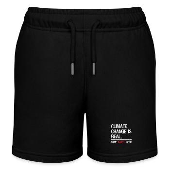 climate change is real save earth now - Kids Organic Sweat Shorts by Stanley/Stella - black - Front