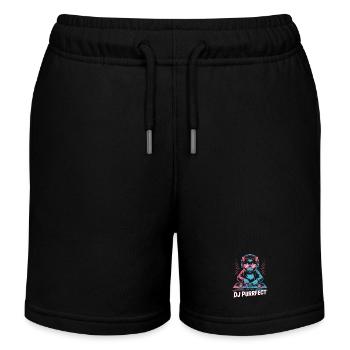 DJ Purrfect Katze Mit Kopfhörer Am Plattenteller - Kinder Organic Joggingshorts Mini Bolter von Stanley/Stella - Schwarz - Vorne