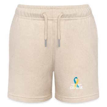 Chromie Ribbon Design - Kids Organic Sweat Shorts by Stanley/Stella - soft Ecru - Front