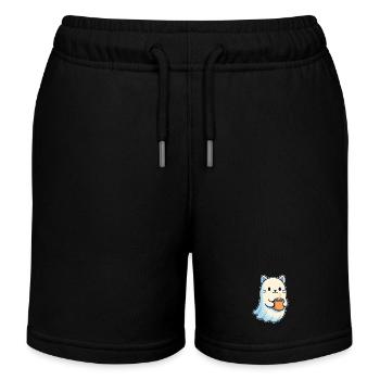 Kaffeegeist Katze mit Becher - Kinder Organic Joggingshorts Mini Bolter von Stanley/Stella - Schwarz - Vorne