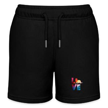 Sea Otter Cartoon Colorful Love - Kids Organic Sweat Shorts by Stanley/Stella - black - Front